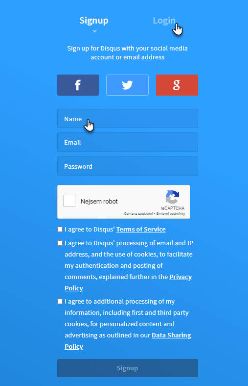 Enter information